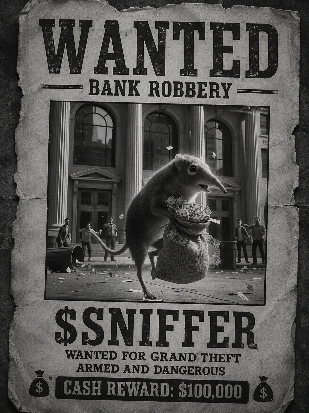 Fictional wanted poster for Sniffer